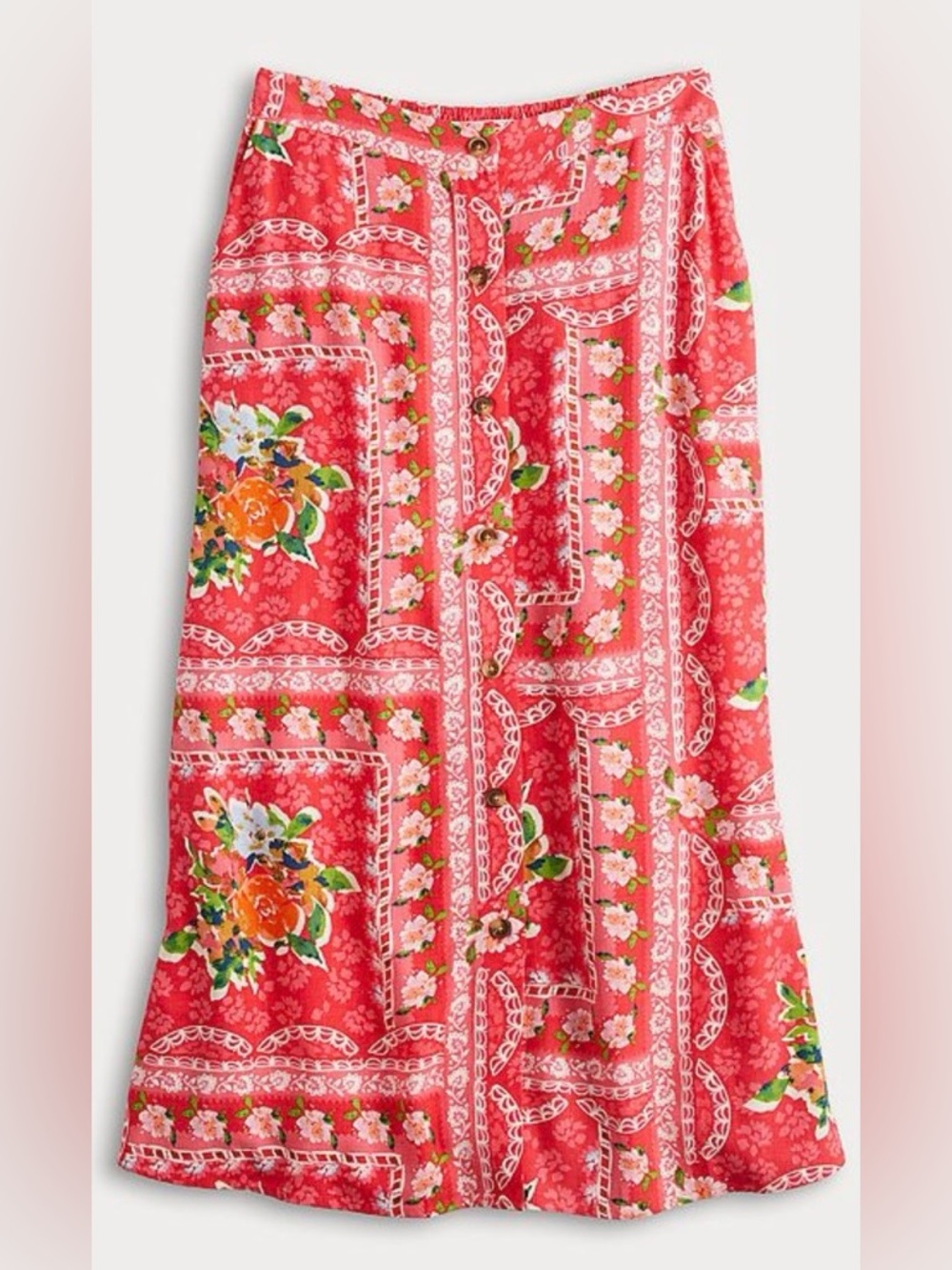 LC Lauren Conrad Coral Floral Maxi Skirt